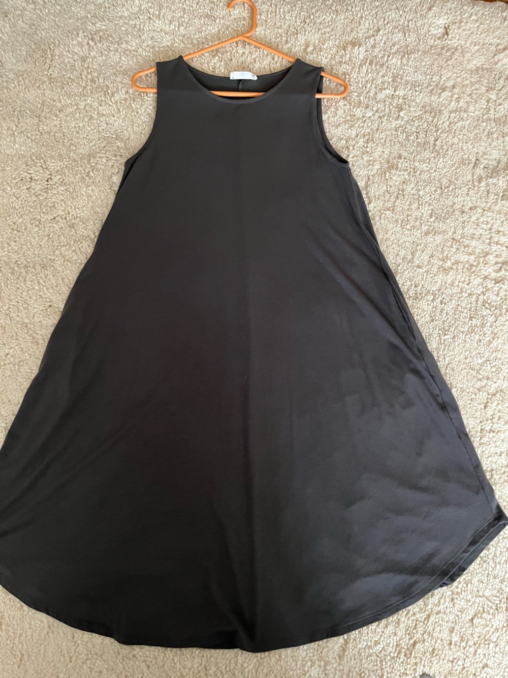 Like New Zenana Outfitters Gray Tank Top Maxi Dress with Swingy Skirt Comfy Sz L